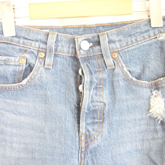 Levi's 501 Straight Leg Relaxed Jeans Medium Wash Sz 24 - Picture 6 of 10